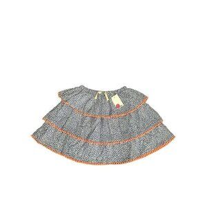 Girls Boden Tiered Skirt With Orange Trim